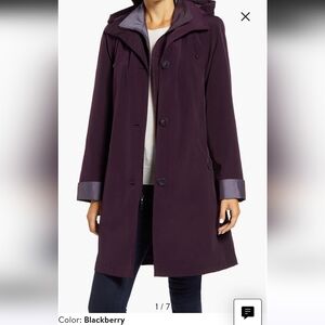 Gallery New York Raincoat Detachable Liner & Hood Women's Blackberry Sz 1X NOWT